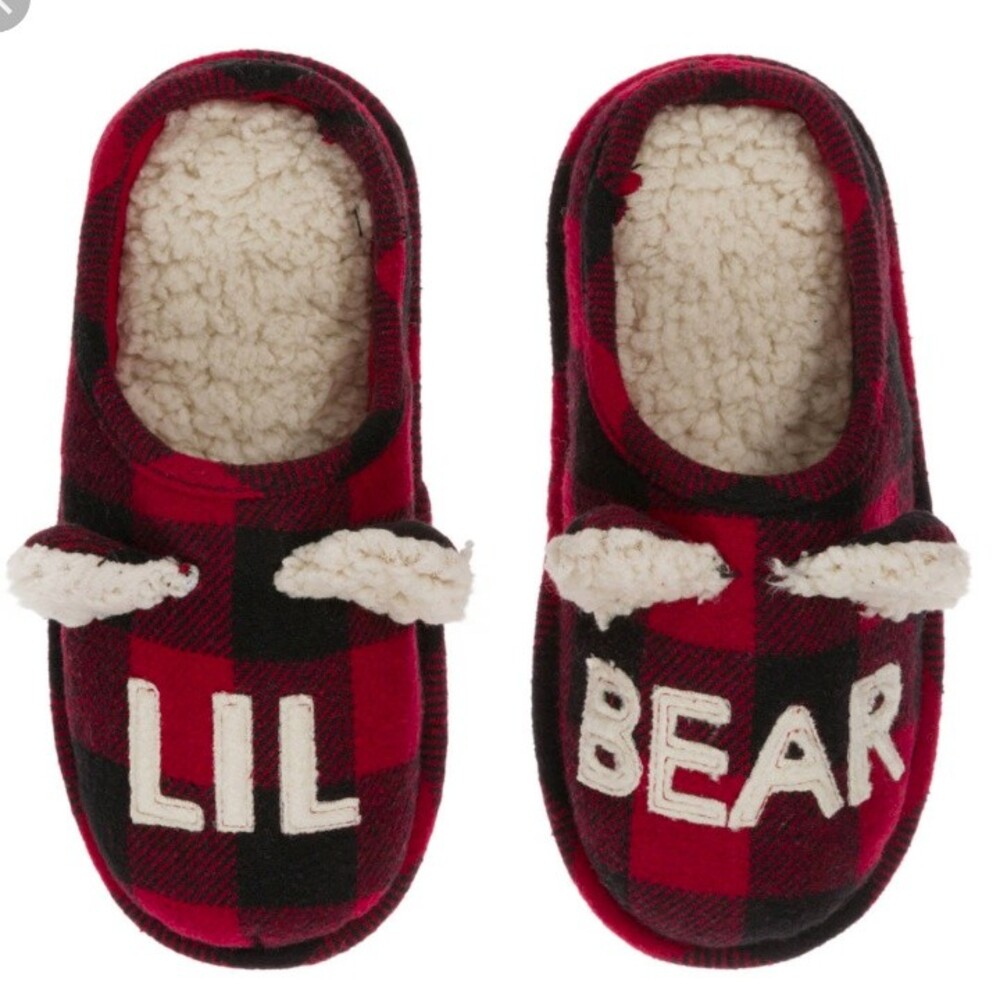 Lil' Bear Dearfoams Slipper  Kids Youth 13-1  Clog Slide  NWT  Red Buffalo Plaid